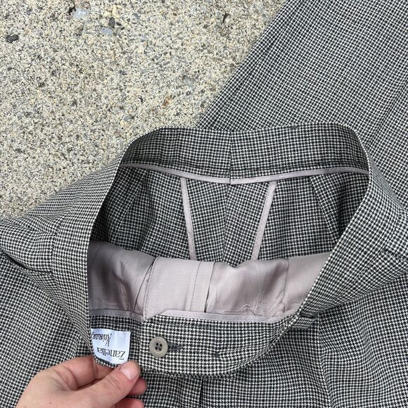 Zanella Nieman Marcus Marleen Pleated Wool Pants Made In Italy Sz 8 Herringbone - Picture 3 of 9